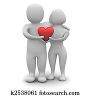 Couple in love. 3d rendered illustration isolated on white.