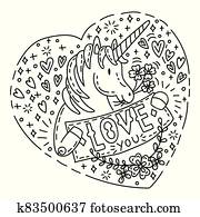 Doodle unicorn love you Doodle unicorn love you
