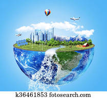 Eco concept. City of future. Solar energy town, wind energy. Save the planet. Earth Day. Eco concept. City of future. Solar energy town, wind energy. Save the planet. Earth Day.