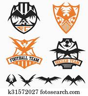 football team crests set with eagles vector design template