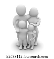 Happy family. 3d rendered illustration isolated on white.