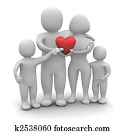 Happy loving family. 3d rendered illustration isolated on white.