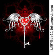 key with vampire heart key with vampire heart
