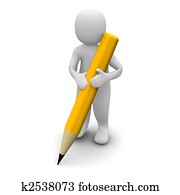 Man holding pencil. 3d rendered illustration. Man holding pencil. 3d rendered illustration.