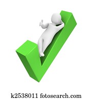 Man laying on check mark. 3d rendered illustration.