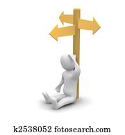 Man thinking about right direction. 3d rendered illustration. Man thinking about right direction. 3d rendered illustration.