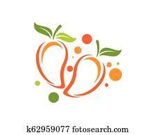 Mango in flat style. Mango vector logo Mango in flat style. Mango vector logo