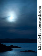 Ocean view in the moonlight