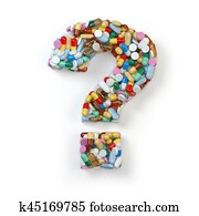 Question mark from red pills and capsules on white background. Medical and drug issues concept. Question mark from red pills and capsules on white background. Medical and drug issues concept.