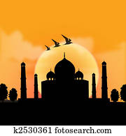 silhouette view of Taj Mahal, agra, India with sunrise background silhouette view of Taj Mahal, agra, India with sunrise background