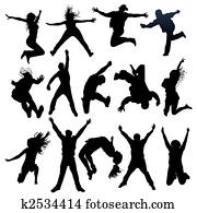 swingový, a, rovný, obývať, silhouettes