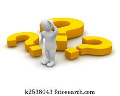 Thinking man and question marks. 3d rendered illustration. Thinking man and question marks. 3d rendered illustration.