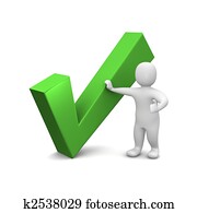 איש, ו, ירוק, בדוק, mark., 3d, השב, illustration.