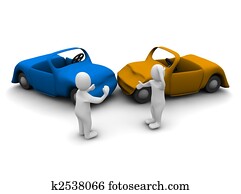 מכונית, accident., 3d, השב, דוגמה, הפרד, ב, white.