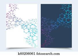 Business templates brochure, magazine, leaflet , flyer, cover, booklet, annual report. Scientific concept for medical, technology, chemistry. Hexagonal molecule structure. Dna, atom, neurons Business templates brochure, magazine, leaflet , flyer, cover, booklet, annual report. Scientific concept for medical, technology, chemistry. Hexagonal molecule structure. Dna, atom, neurons