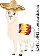 Cartoon Alpaca in Sombrero Cartoon Alpaca in Sombrero