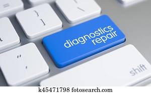 Diagnostics Repair - Inscription on the Blue Keyboard Keypad. 3D Diagnostics Repair - Inscription on the Blue Keyboard Keypad. 3D