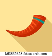 Jewish horn icon, flat style Jewish horn icon, flat style