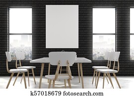 Modern dining room with poster Modern dining room with poster
