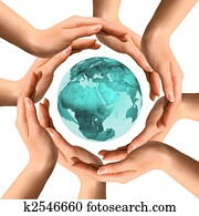 mãos, cercar, terra