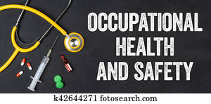 Stethoscope and pharmaceuticals on a blackboard - Occupational Health and Safety Stethoscope and pharmaceuticals on a blackboard - Occupational Health and Safety