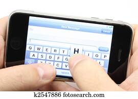 texting, auf, a, berührungsbildschirm, telefonger?t texting, auf, a, berührungsbildschirm, telefonger?t