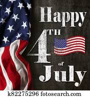 שמח, *רביעי של יולי, טקסט, עם, red,, white,, וכחול, דגל אמריקאי