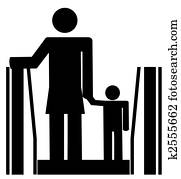 bot, woman hatalom, childs, tovább ad, mozgólépcső