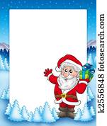 Frame with Santa and Christmas gift Frame with Santa and Christmas gift