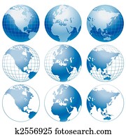 Globe icons. Globe icons.