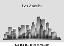 Los Angeles city skyline silhouette in grayscale Los Angeles city skyline silhouette in grayscale