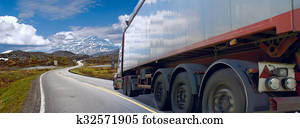 Motion of the semi-truck on mountain road