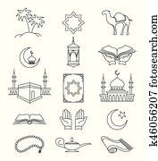 muçulmano, linha, sinais, para, ramadan, kareem