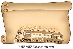 Old parchment with train Old parchment with train