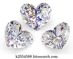 Three diamonds in the shape of heart on white Three diamonds in the shape of heart on white