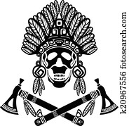 totenschädel, in, indische, kopfschmuck