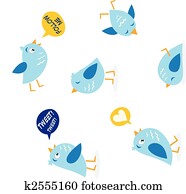Twitter message birds set Twitter message birds set