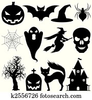 vecteur, halloween, elements.