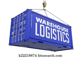 Warehouse Logistics - Blue Hanging Cargo Container. Warehouse Logistics - Blue Hanging Cargo Container.