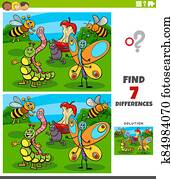 הבדלים, חינוכי, משחק, עם, חרק, אותיות