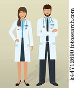 רופאים, staff., רפואי, אישי, ב, שונה, poses., נקבה זכר, physicians.