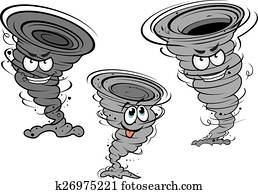 Cartoon tornado and cyclone characters Cartoon tornado and cyclone characters