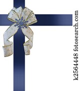 Holiday border Snowflakes on blue ribbons Holiday border Snowflakes on blue ribbons