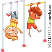 Little boy playing on the horizontal bar Little boy playing on the horizontal bar