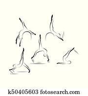 Set of Pilates poses Set of Pilates poses