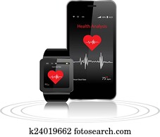 Smartwatch and Smartphone with health apps Smartwatch and Smartphone with health apps