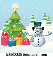 Snowman and Christmas tree Snowman and Christmas tree