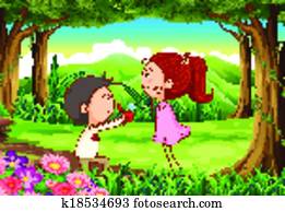 un, matrimonio, propuesta, en, el, bosque