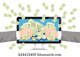 businessman get money from online