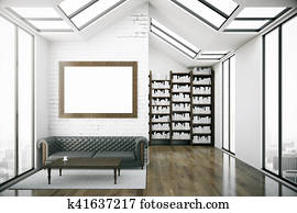 Creative loft library interior Creative loft library interior